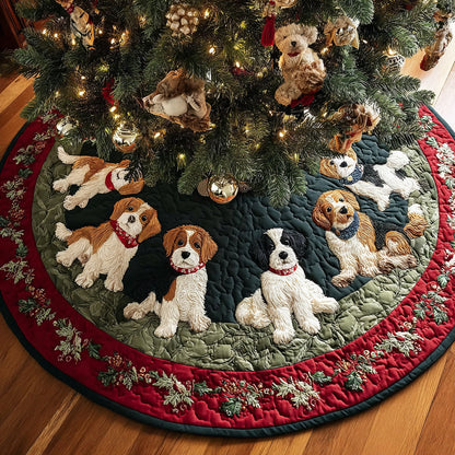 Beagle Holly Deck Quilted Christmas Tree Skirt NCU0HH1103