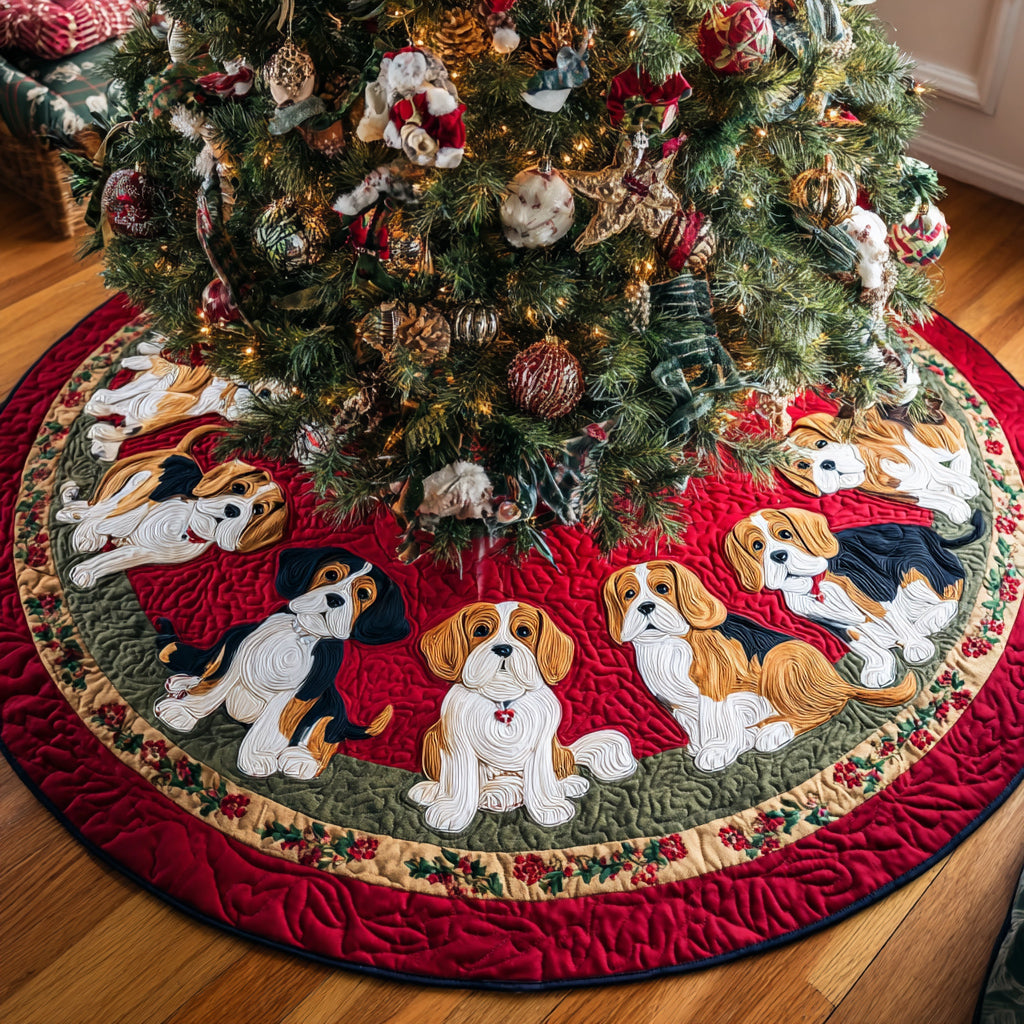 Beagle Merry Trim Quilted Christmas Tree Skirt NCU0HH1105