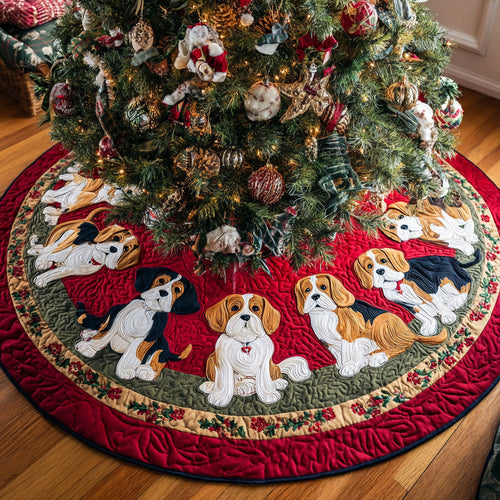 Beagle Merry Trim Quilted Christmas Tree Skirt NCU0HH1105