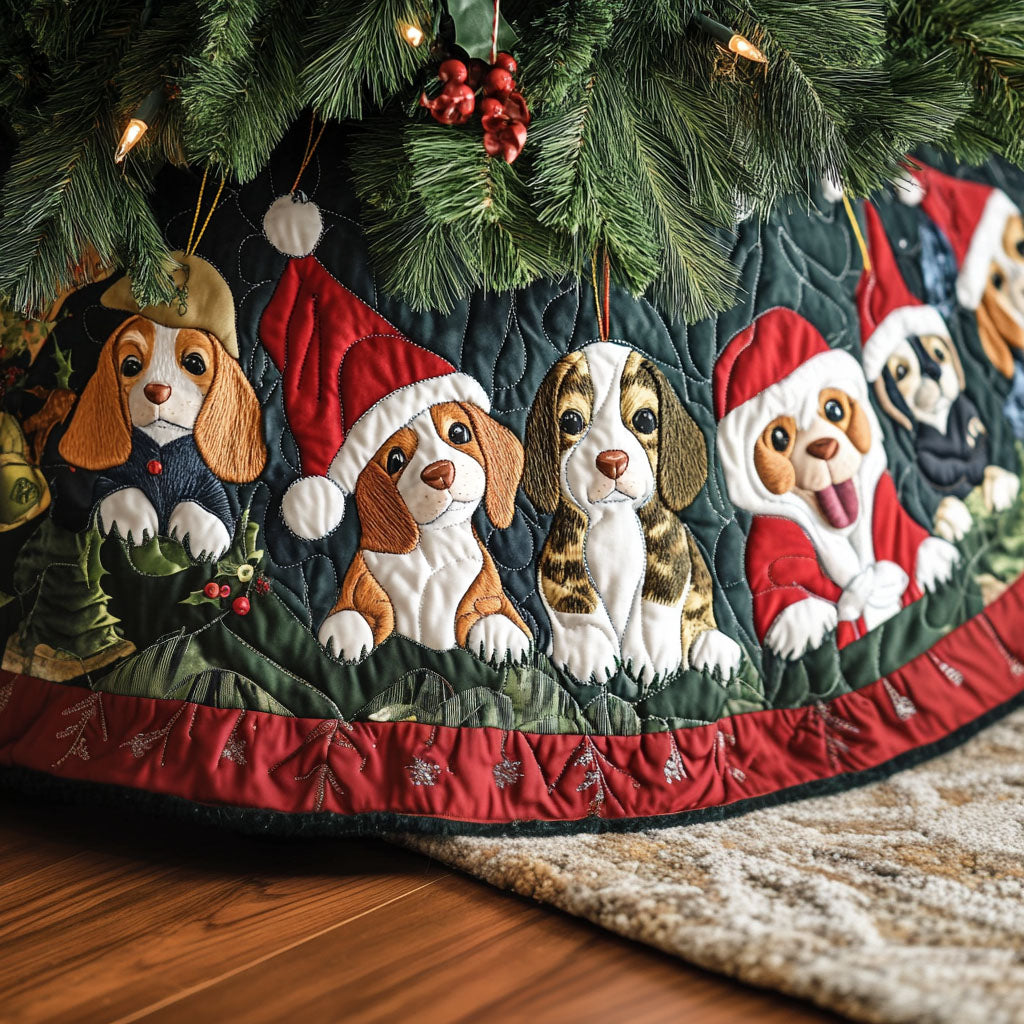 Beagle Snow Day Quilted Christmas Tree Skirt NCU0PT1588 Vantique