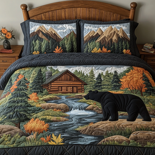 Bear Adventure 3-Piece Quilted Bedding Set NCU0VH4091