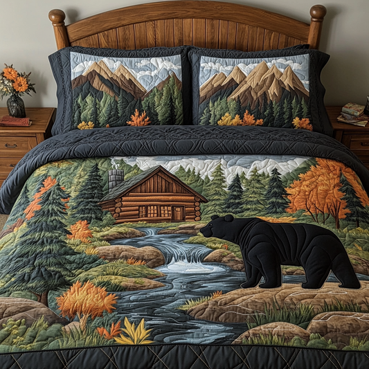 Bear Adventure 3-Piece Quilted Bedding Set NCU0VH4091