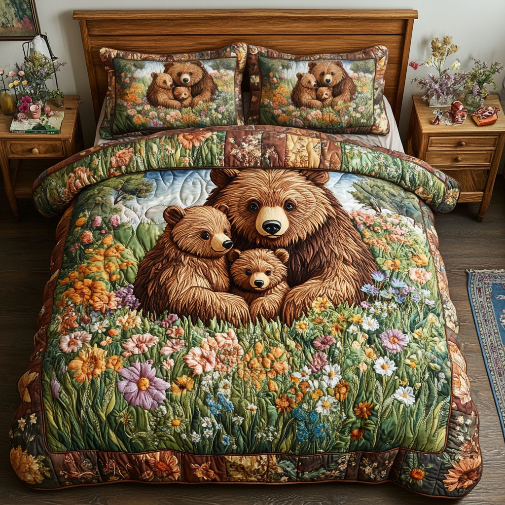 Bear Adventures 3-Piece Quilted Bedding Set NCU0DK6077