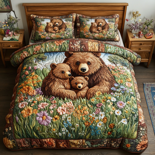 Bear Adventures 3-Piece Quilted Bedding Set NCU0DK6077