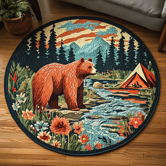 Bear Bloom Quilted Round Mat NCU0VH4863