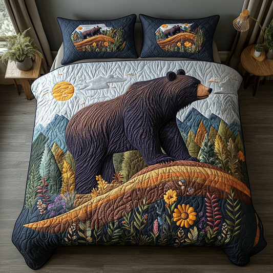 Bear Country 3-Piece Quilted Bedding Set NCU0DV4943