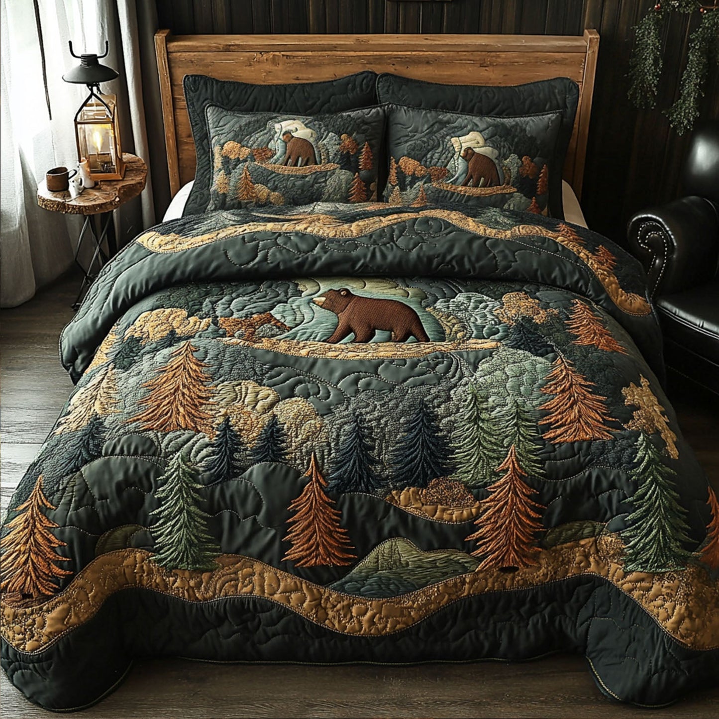 Bear Country Dreams 3-Piece Quilted Bedding Set NCU0PT8391