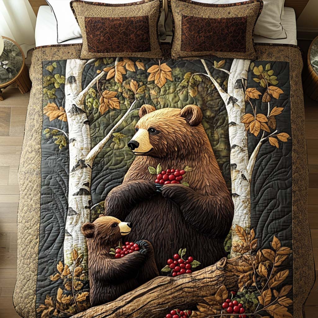 Bear Cozy 3-Piece Quilted Bedding Set NCU0NT10513