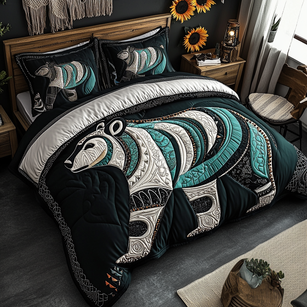 Bear Dream 3-Piece Quilted Bedding Set NCU0VL1730