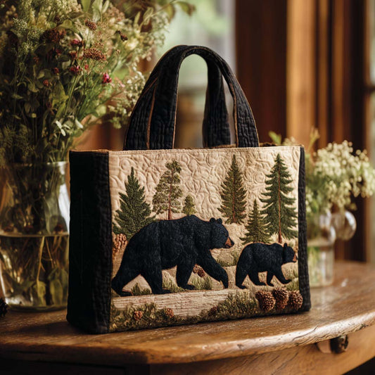 Bear Family Journey Quilted Tote Bag NCU0NT9161
