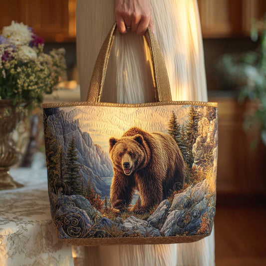 Bear Forest Charm Quilted Tote Bag NCU0NT9162