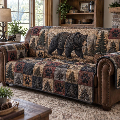 Bear Forest Lodge Quilted Sofa Cover NCU0DV10122