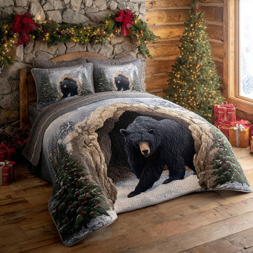Bear Haven 3-Piece Quilted Bedding Set NCU0DK11383