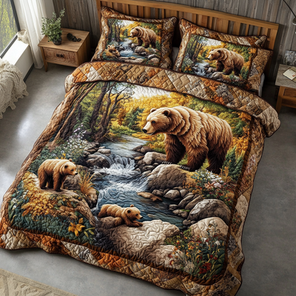 Bear Haven 3-Piece Quilted Bedding Set NCU0DK2568