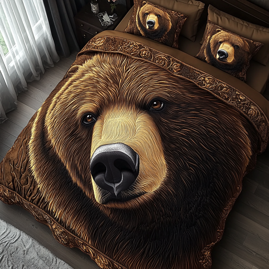 Bear Haven 3-Piece Quilted Bedding Set NCU0DK5807
