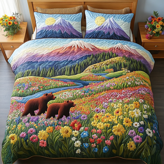Bear Haven 3-Piece Quilted Bedding Set NCU0DK6076