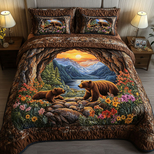 Bear Haven 3-Piece Quilted Bedding Set NCU0NT5365