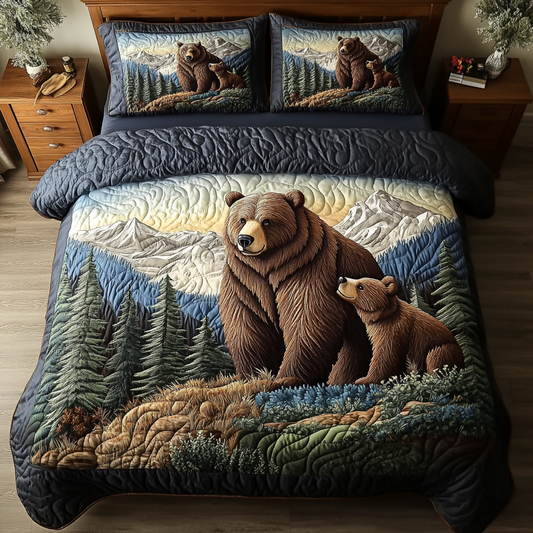 Bear Haven 3-Piece Quilted Bedding Set NCU0VH5303