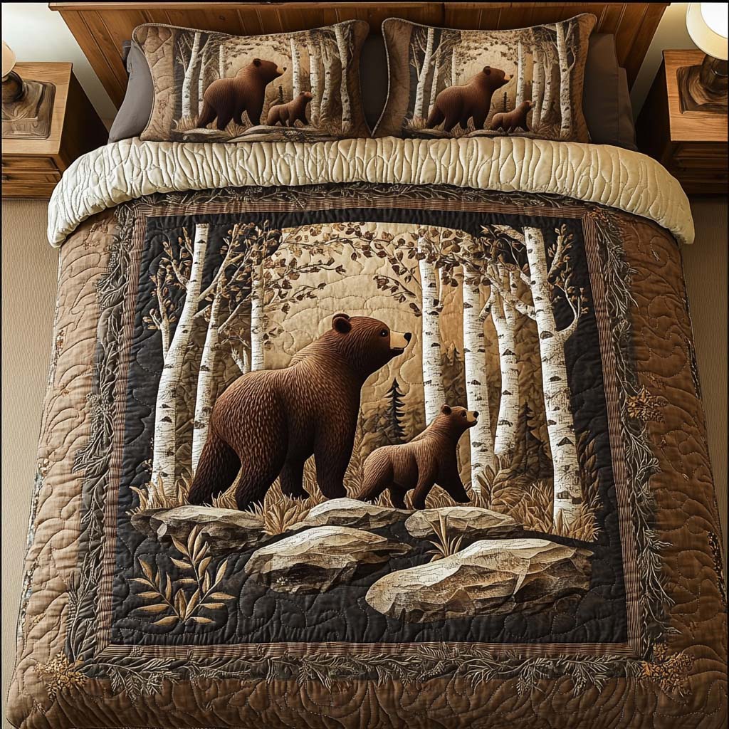 Bear Joy 3-Piece Quilted Bedding Set NCU0NT10515