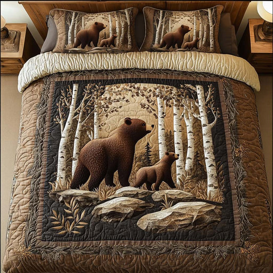 Bear Joy 3-Piece Quilted Bedding Set NCU0NT10515