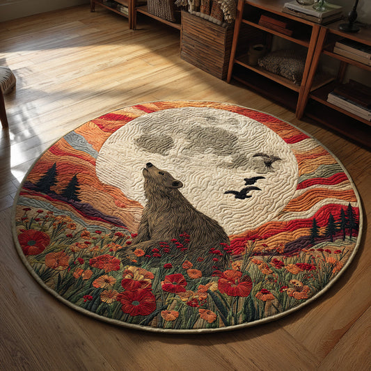 Bear Moon Flowerfield Quilted Round Mat NCU0HH075