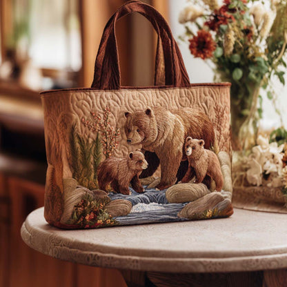 Bear Path Walk Quilted Tote Bag NCU0NT9168