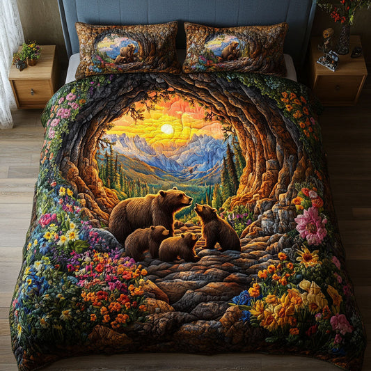 Bear Retreat 3-Piece Quilted Bedding Set NCU0NT5366
