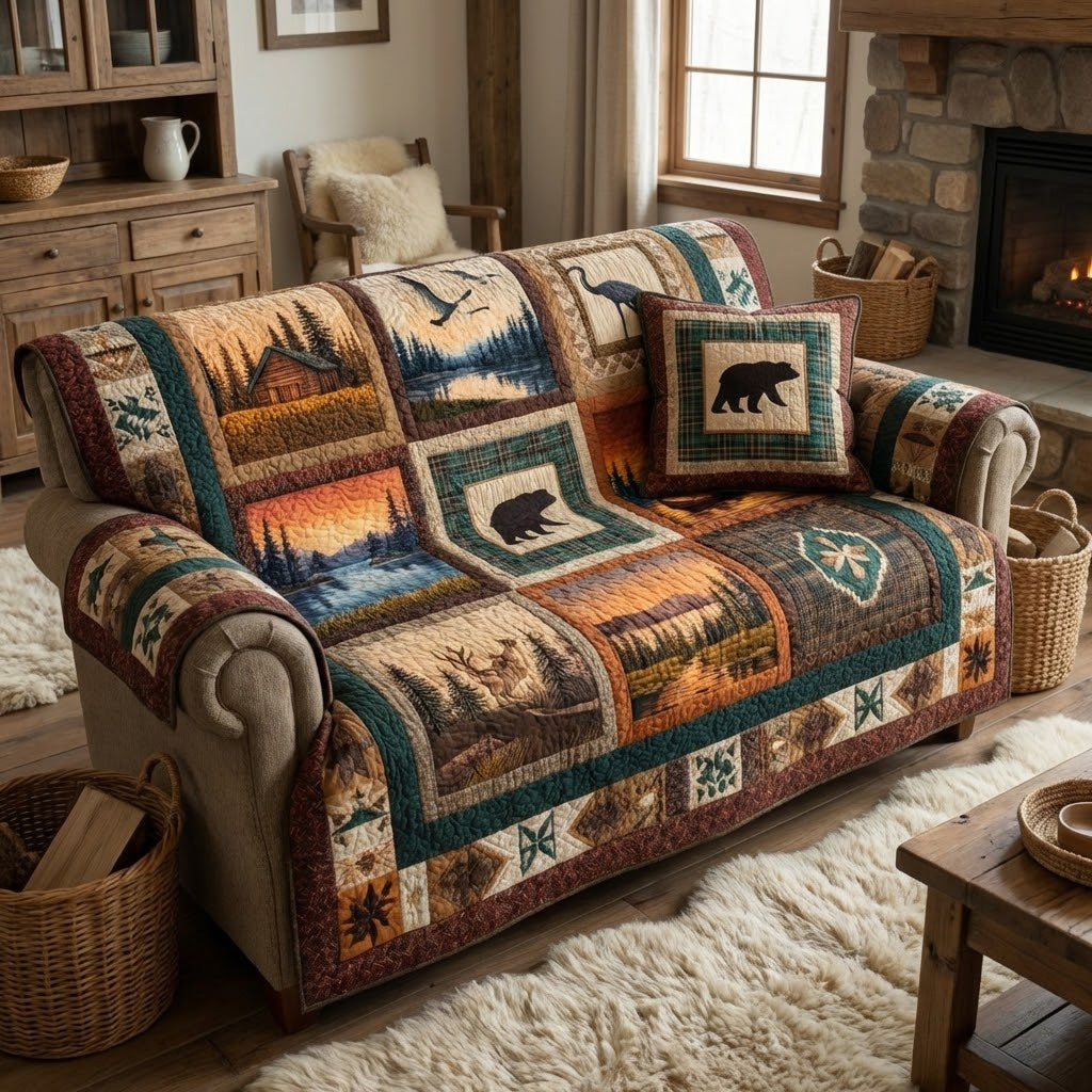 Bear Ridge Quilted Sofa Cover NCU0VL3362