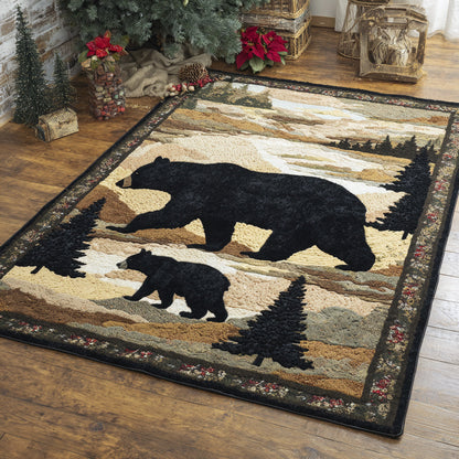 Bear Silhouette Forest Area Rug NCU0HH1515