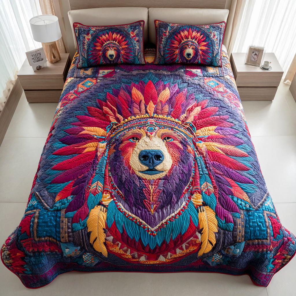 Bear Spirit 3-Piece Quilted Bedding Set NCU0TD1029