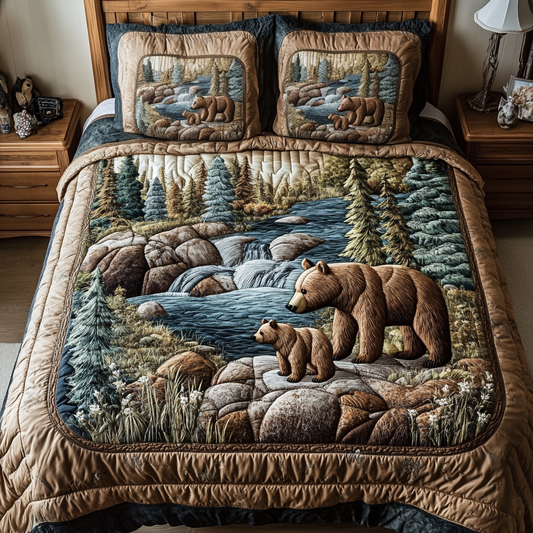 Bear Tracks 3-Piece Quilted Bedding Set NCU0DK7592