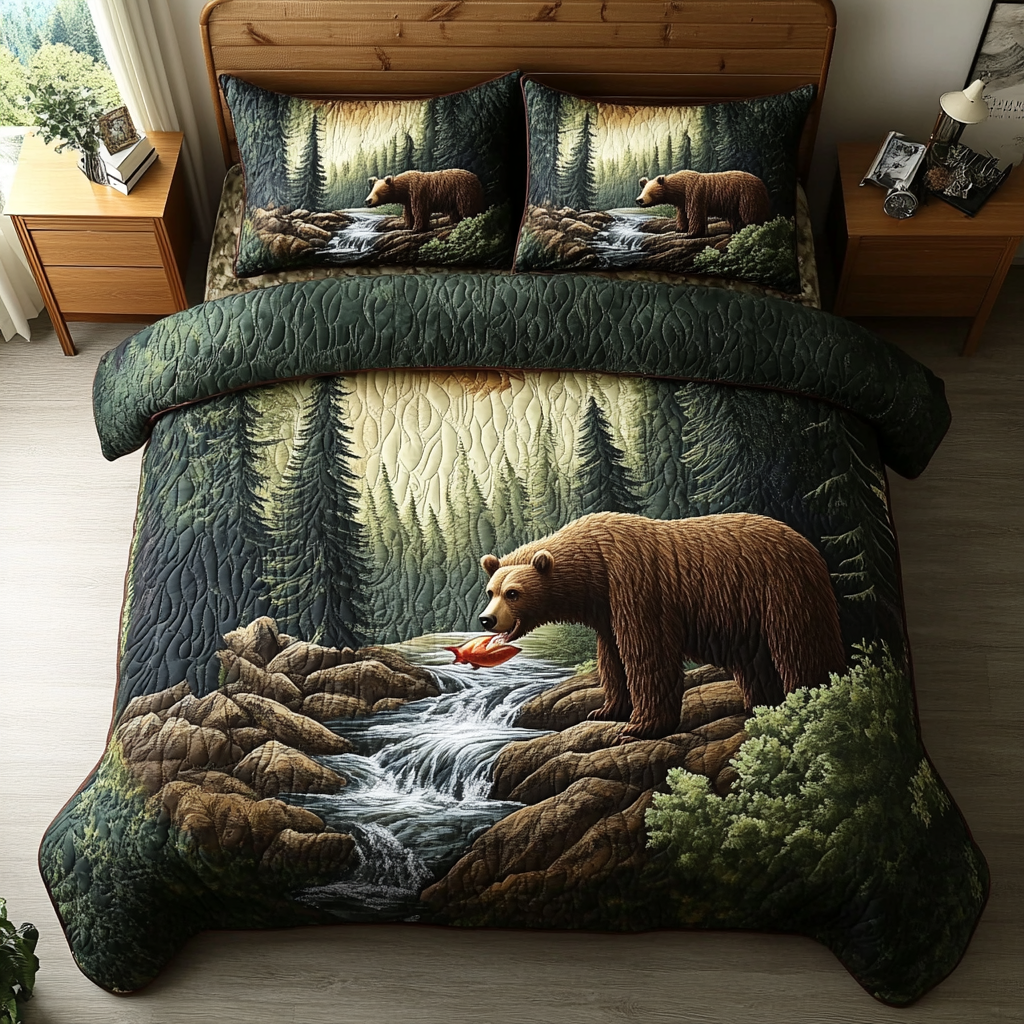 Bear Tracks 3-Piece Quilted Bedding Set NCU0DK7807