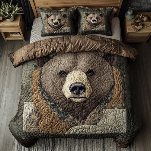 Bear Wilderness 3-Piece Quilted Bedding Set NCU0DK7593