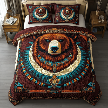 Bear Wisdom 3-Piece Quilted Bedding Set NCU0DK8986
