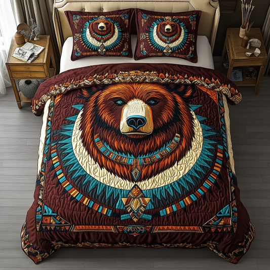 Bear Wisdom 3-Piece Quilted Bedding Set NCU0DK8986