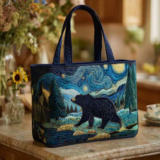 Bear in Woods Quilted Tote Bag NCU0NT9164