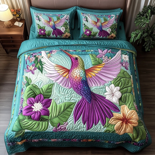 Beautiful Hummingbird 3-Piece Quilted Bedding Set NCU0DK8008