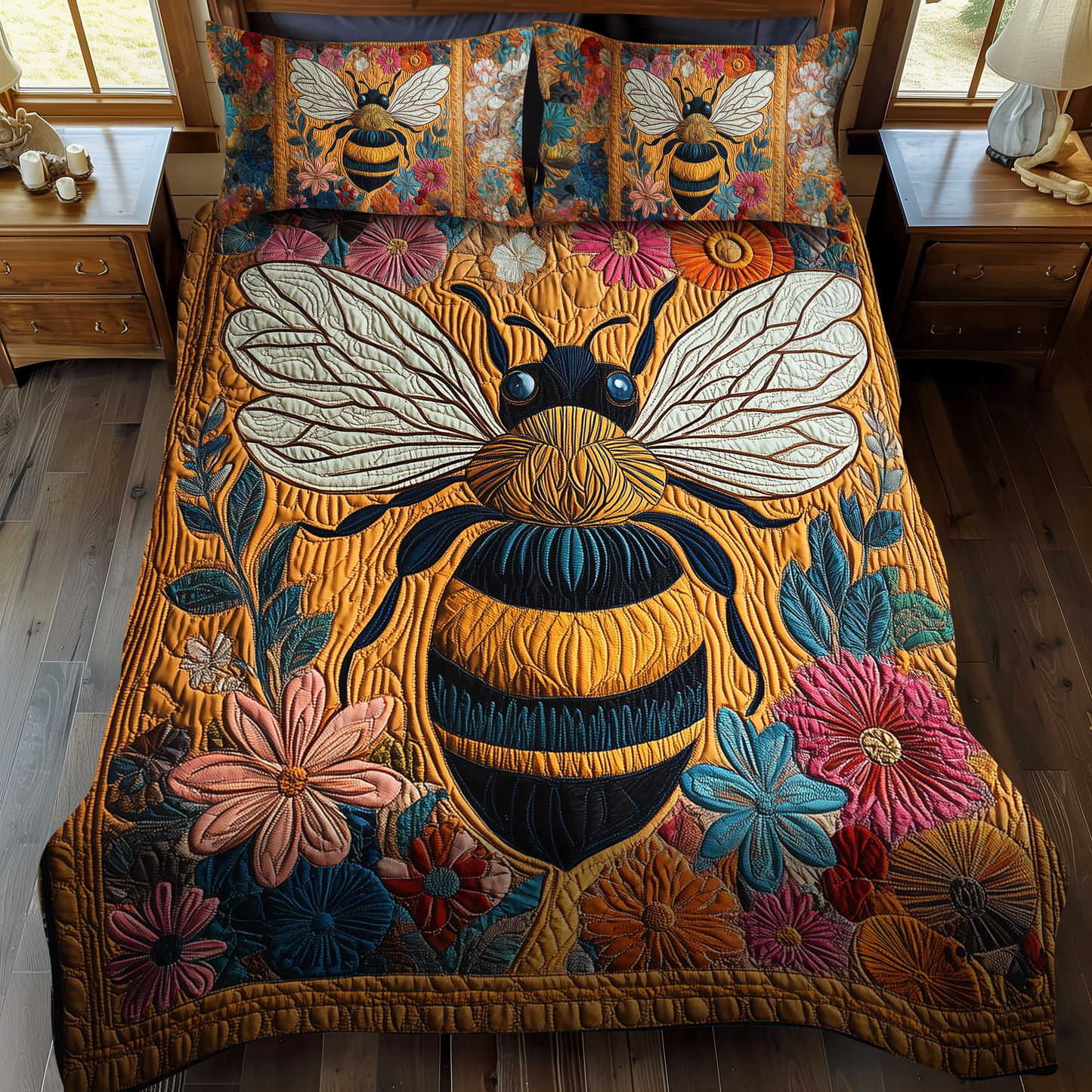 Bee Bliss 3-Piece Quilted Bedding Set NCU0DK4512