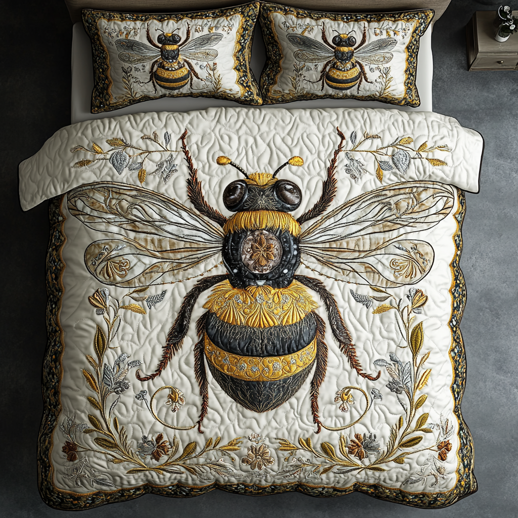Bee Bliss 3-Piece Quilted Bedding Set NCU0DK8231