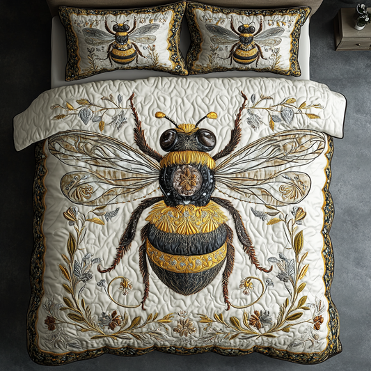 Bee Bliss 3-Piece Quilted Bedding Set NCU0DK8231