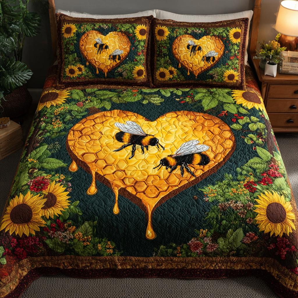 Bee Bliss 3-Piece Quilted Bedding Set NCU0DK8259