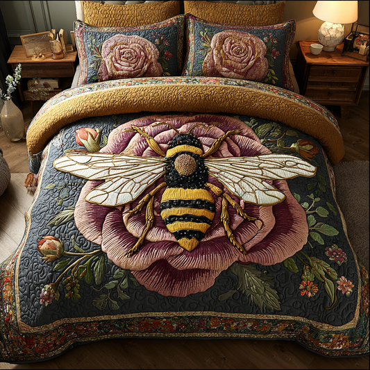 Bee Bliss 3-Piece Quilted Bedding Set NCU0DK8298