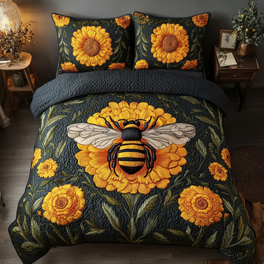 Bee Blossom 3-Piece Quilted Bedding Set NCU0VH5325