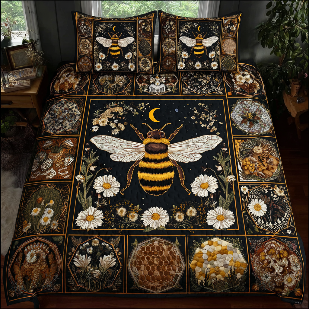 Bee Charm 3-Piece Quilted Bedding Set NCU0DK10306