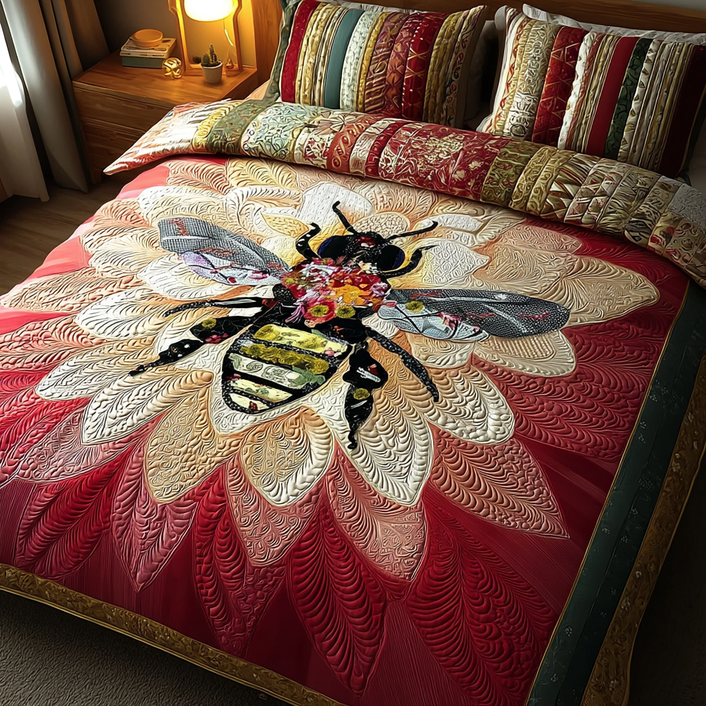 Bee Charm 3-Piece Quilted Bedding Set NCU0DK8300