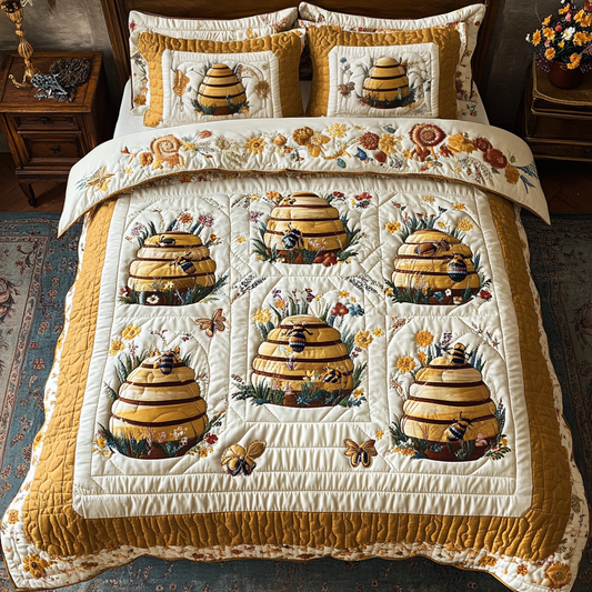 Bee Delight 3-Piece Quilted Bedding Set NCU0DK8920