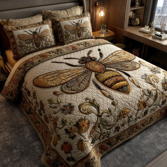 Bee Dream 3-Piece Quilted Bedding Set NCU0DK8232