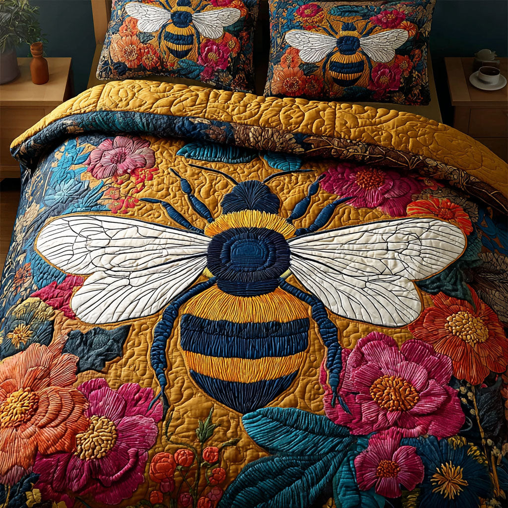 Bee Garden 3-Piece Quilted Bedding Set NCU0DK11618