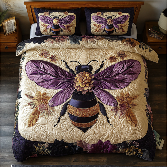 Bee Garden 3-Piece Quilted Bedding Set NCU0DK8233