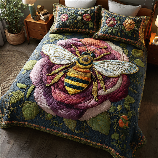Bee Garden 3-Piece Quilted Bedding Set NCU0DK8297